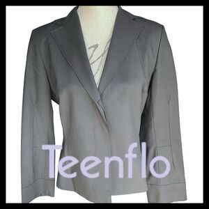 Y2K Teenflo Black Wool Blend 2 Hidden Button Raw Hem Blazer Jacket (10)